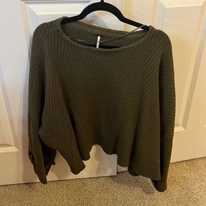 Army green free people crew neck sweater.